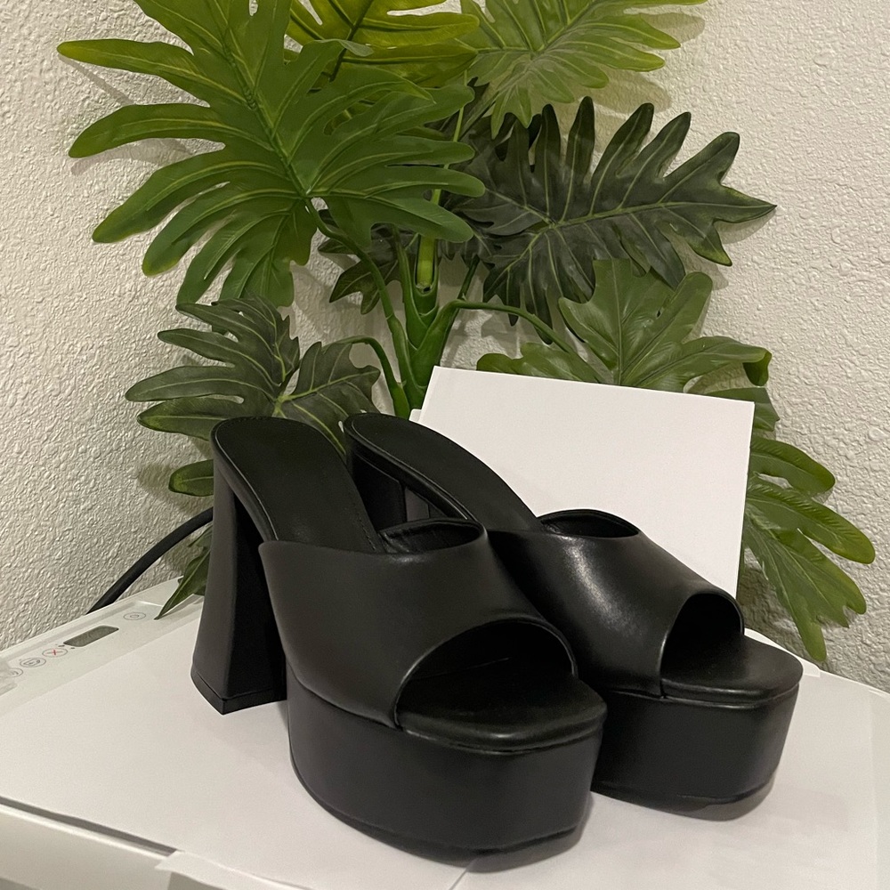 Size 7.5 black platform heels